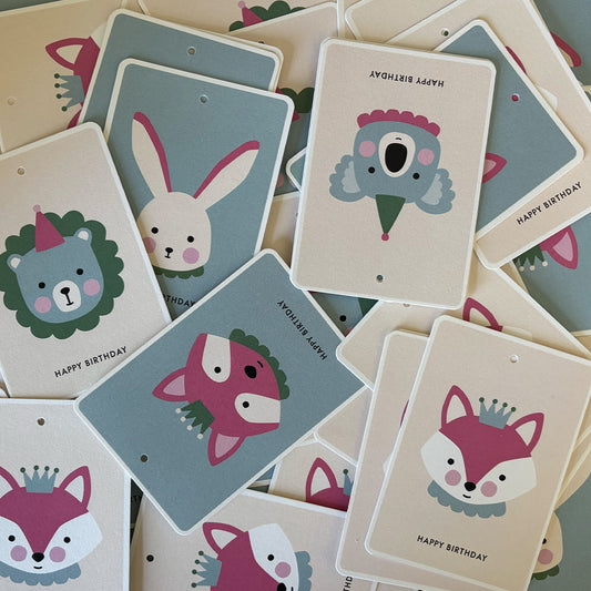 Animal Birthday Tags (Cotton Candy)
